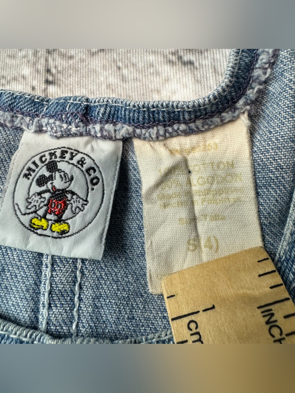 Vintage Disney Denim Overall Dress Minnie & Mickey Pocket Embroidery Size 4 - Picture 2 of 8